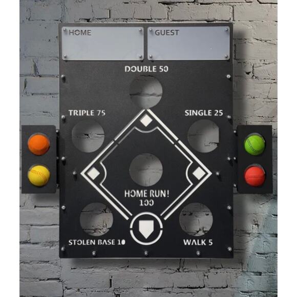 Baseball Metal Ball Toss Wall Mount Game - Picture 1 of 3